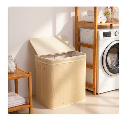 Bamboo Laundry Hamper With Lid, Large, Washable Liner