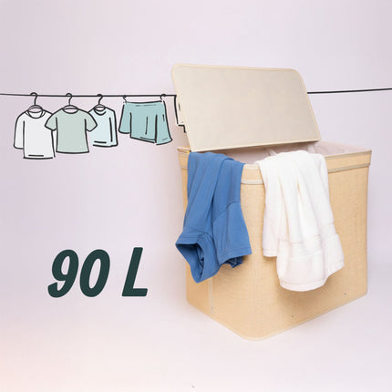 Bamboo Laundry Hamper With Lid, Large, Washable Liner