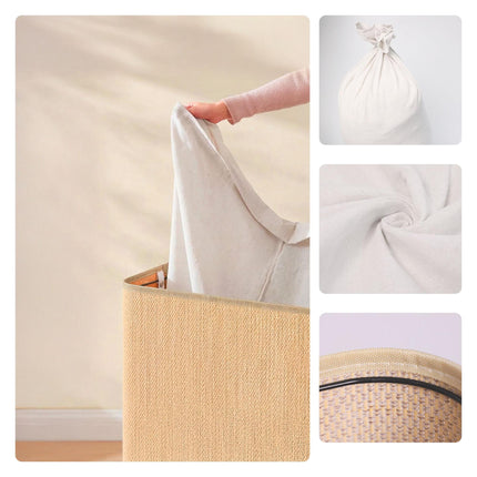 Bamboo Laundry Hamper With Lid, Large, Washable Liner