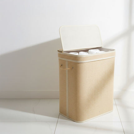 Bamboo Laundry Hamper With Lid, Large, Washable Liner