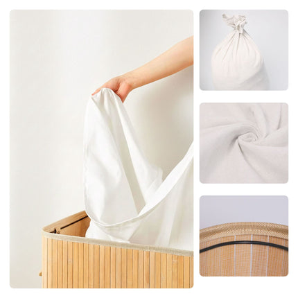 Bamboo Laundry Hamper With Lid, Removable Liner