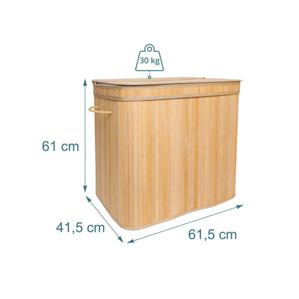 Bamboo Laundry Hamper With Lid, Removable Liner