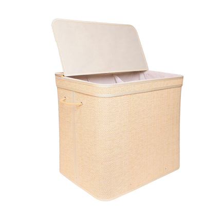 Bamboo Laundry Hamper With Lid, Removable Washable Liner