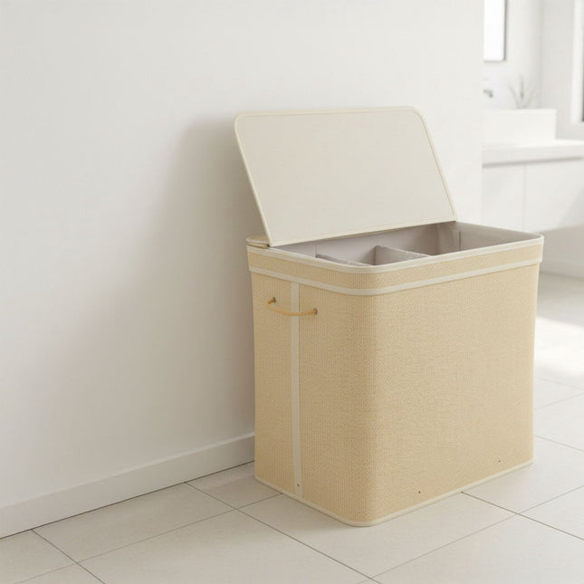 Bamboo Laundry Hamper With Lid, Removable Washable Liner