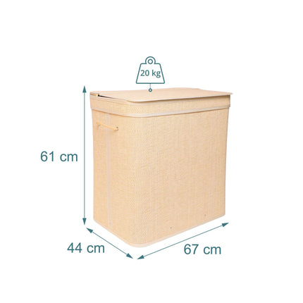 Bamboo Laundry Hamper With Lid, Removable Washable Liner