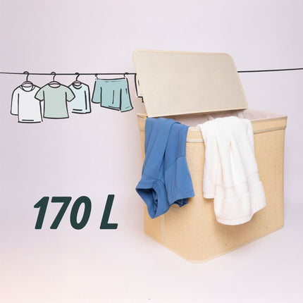 Bamboo Laundry Hamper With Lid, Removable Washable Liner