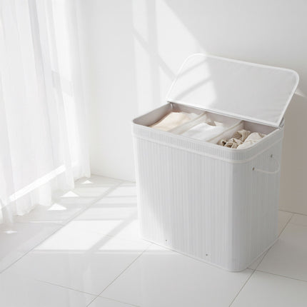 Bamboo Laundry Hamper With Lid, Washable Liner