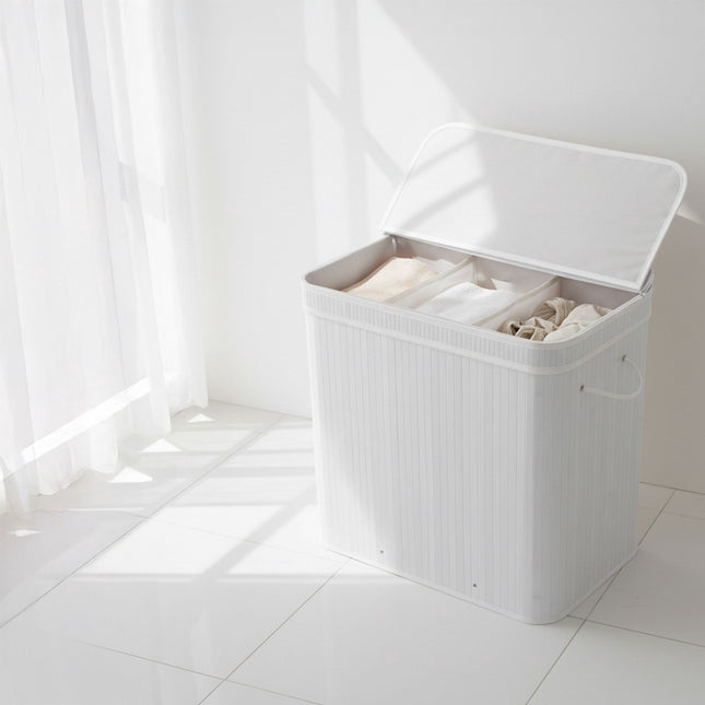 Bamboo Laundry Hamper With Lid, Washable Liner