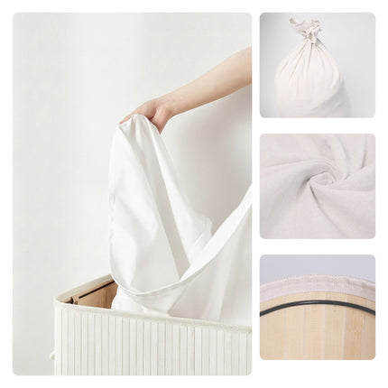 Bamboo Laundry Hamper With Lid, Washable Liner