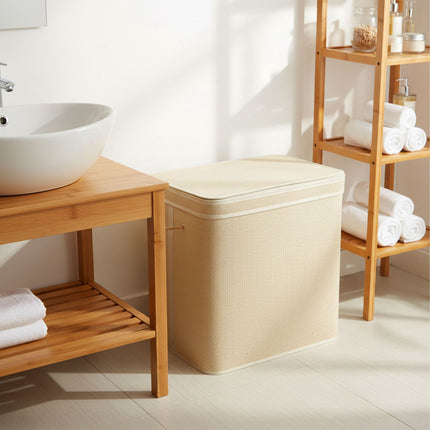 Bamboo Laundry Hamper With Lid, Washable Liner
