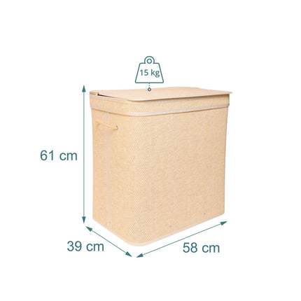 Bamboo Laundry Hamper With Lid, Washable Liner