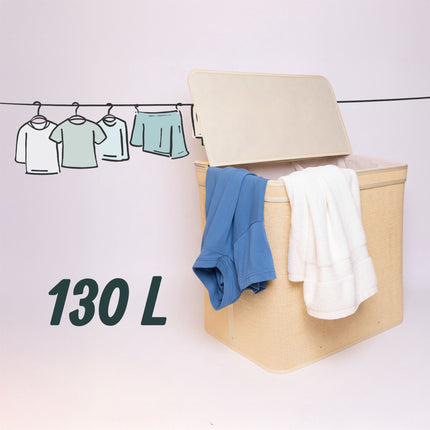 Bamboo Laundry Hamper With Lid, Washable Liner