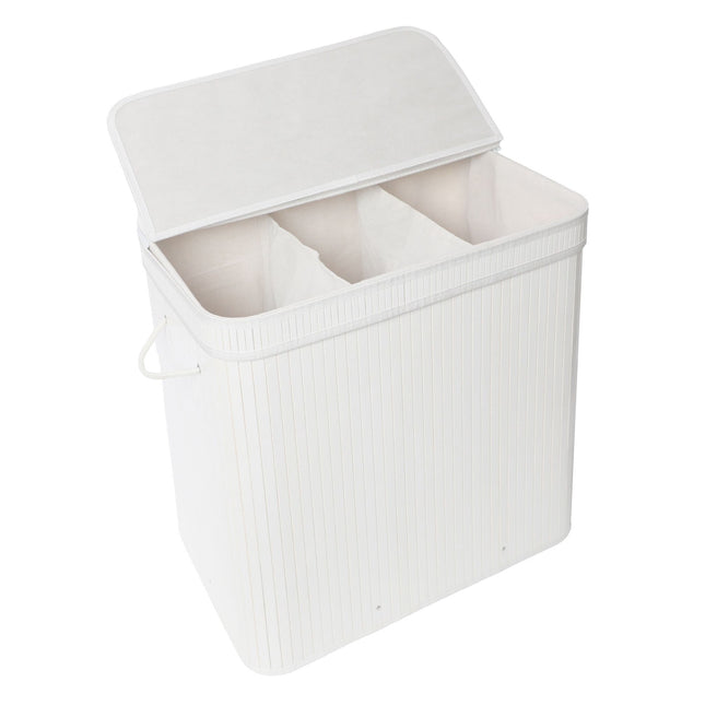 Bamboo Laundry Hamper With Lid, Washable Liner
