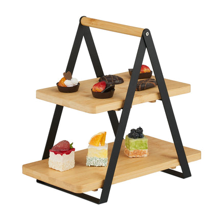 Bamboo & Metal Afternoon Tea Serving Stand