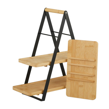 Bamboo & Metal Afternoon Tea Serving Stand