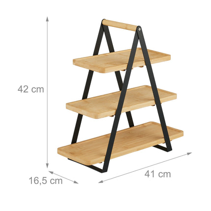 Bamboo & Metal Afternoon Tea Serving Stand