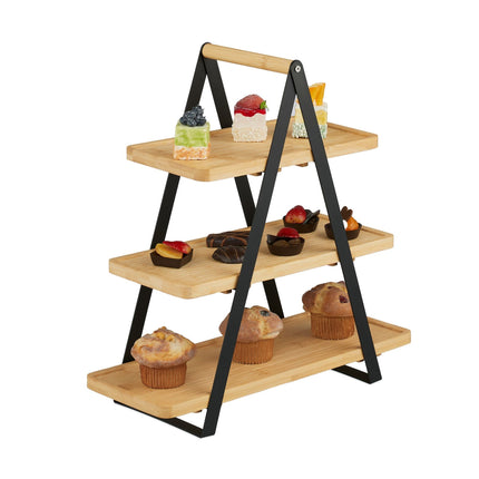 Bamboo & Metal Afternoon Tea Serving Stand