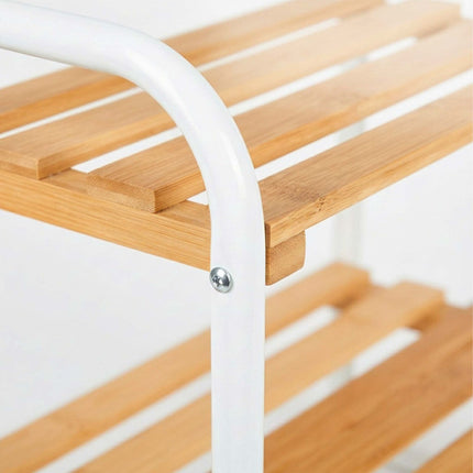 Bamboo & Metal Storage Shelf – Compact, 2-Tier Design