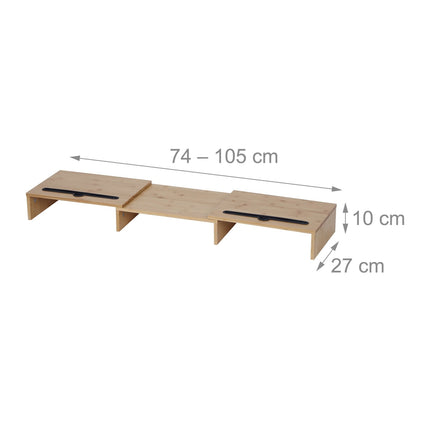 Bamboo Monitor Stand – Adjustable, Fits 2 Screens