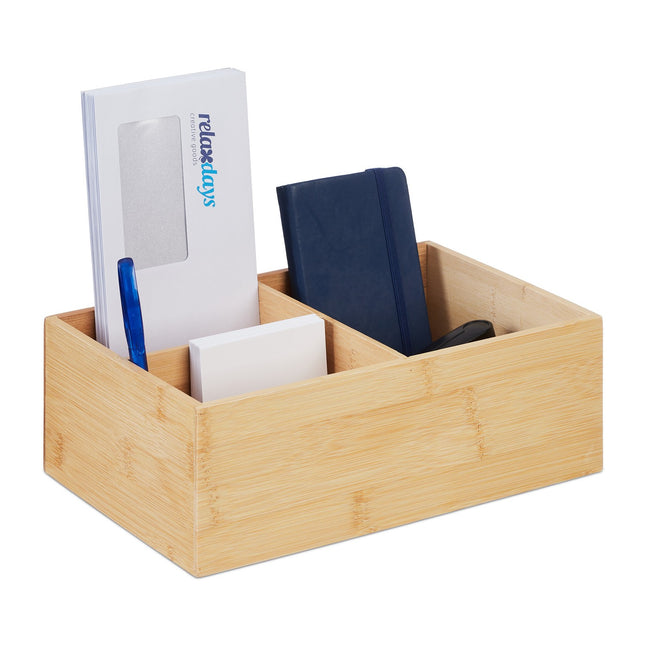 Bamboe organizer box met 3 compartimenten