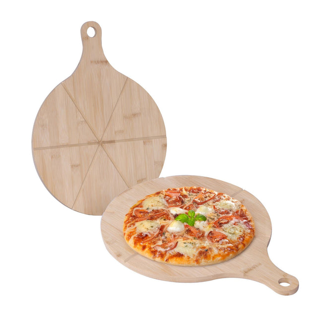 Bamboo Pizza Boards Set, 2-Piece with Grooves