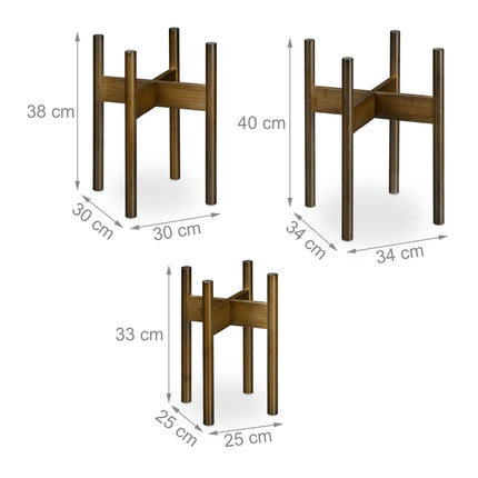 Bamboo Plant Stands Set of 3 – Brown, Indoor Use