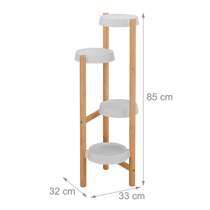 Bamboo & Plastic Indoor Plant Stand – Large Display Shelf
