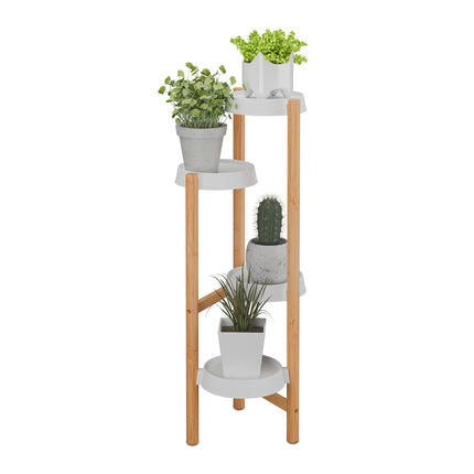 Bamboo & Plastic Indoor Plant Stand – Large Display Shelf