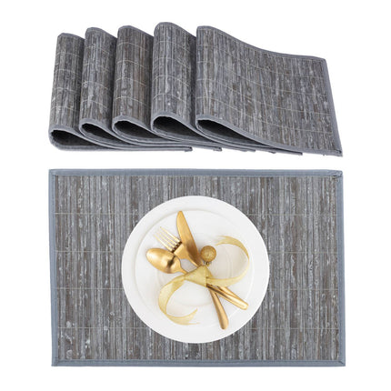 Bamboo Polyester Place Mats Set of 6 with Coasters