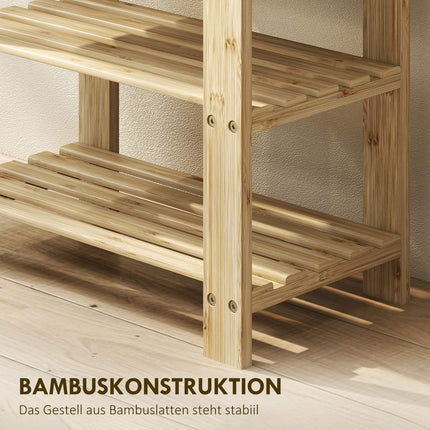 Bamboo Shoe Bench with 2 Shelves, 50x28x45cm, Natural