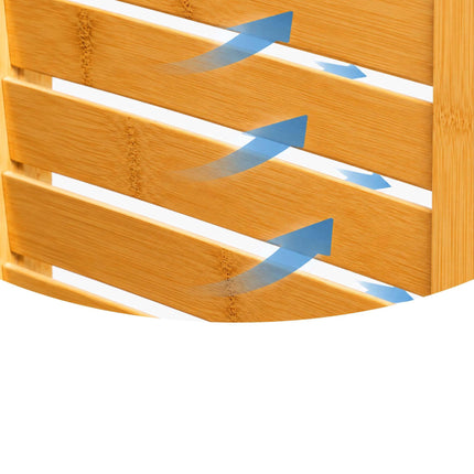 Bamboo Shoe Bench with Padded Seat, 3 Compartments