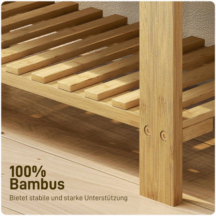 Bamboo Shoe Bench with Storage, 2 Shelves, 60x29x49 cm, Grey
