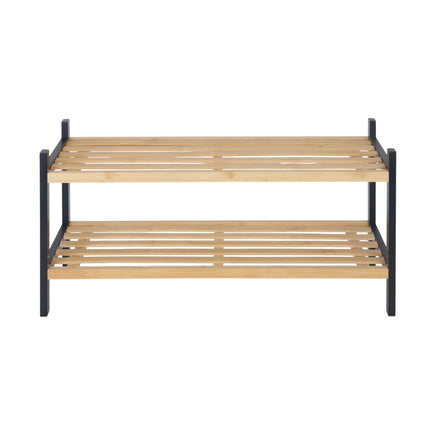 Bamboo Shoe Rack, 2-Tier Storage, Holds 6 Pairs
