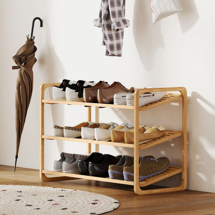 Bamboo Shoe Rack, 3-Tier, 30 kg Capacity, Natural Wood