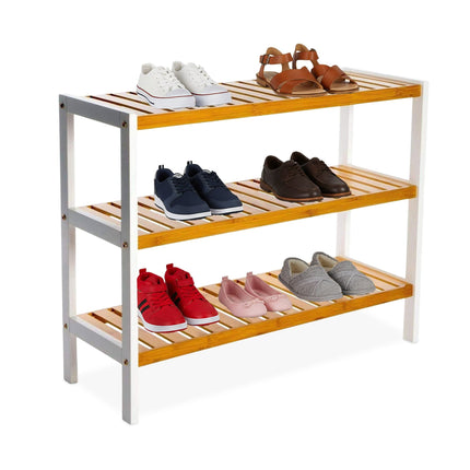 Bamboo Shoe Rack, 3-Tier, Space-Saving Design