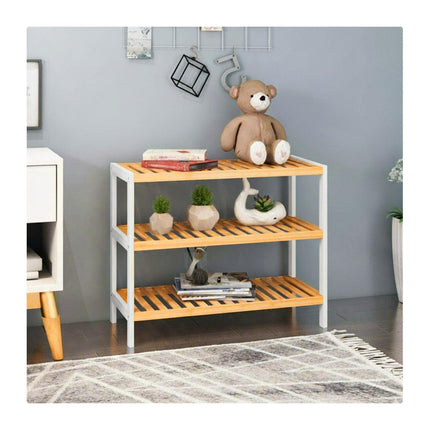 Bamboo Shoe Rack, 3-Tier, Space-Saving Design
