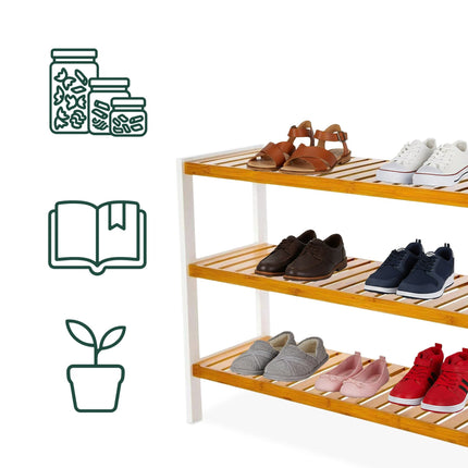 Bamboo Shoe Rack, 3-Tier, Space-Saving Design