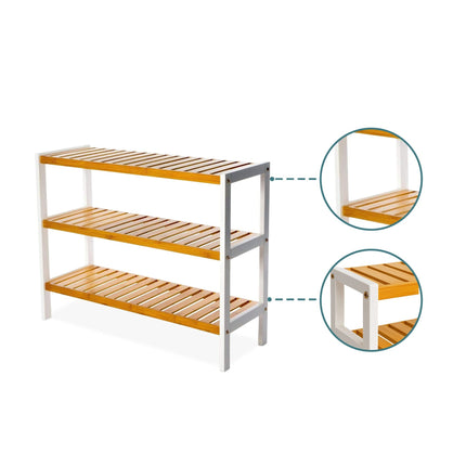 Bamboo Shoe Rack, 3-Tier, Space-Saving Design