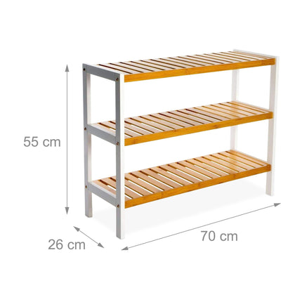 Bamboo Shoe Rack, 3-Tier, Space-Saving Design