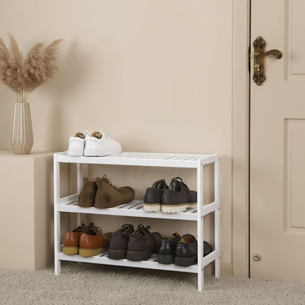Bamboo Shoe Rack, 3-Tier, Space-Saving Design