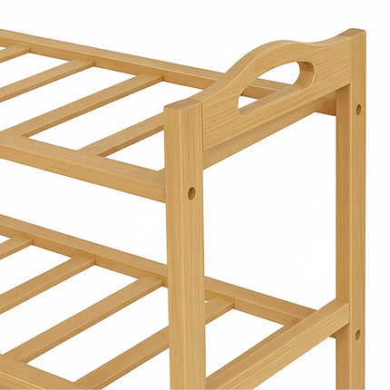 Bamboo Shoe Rack, 3 Tiers, Holds 9 Pairs