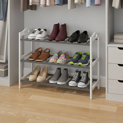 Bamboo Shoe Rack, 3 Tiers, Holds 9 Pairs