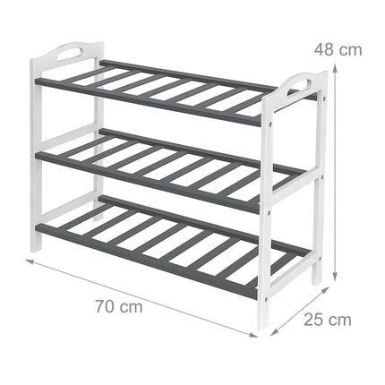 Bamboo Shoe Rack, 3 Tiers, Holds 9 Pairs