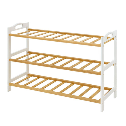 Bamboo Shoe Rack, 3 Tiers, Holds 9 Pairs