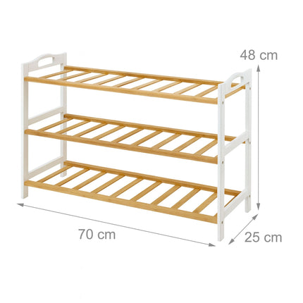 Bamboo Shoe Rack, 3 Tiers, Holds 9 Pairs
