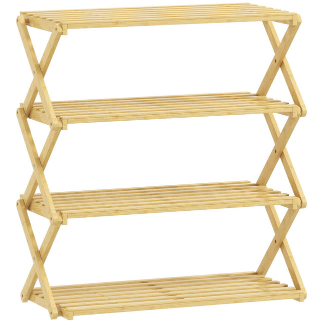 Bamboe schoenenrek, 4-laags, geschikt voor 12 paar, 60x29x67 cm
