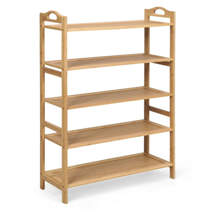 Bamboo Shoe Rack, 5-Tier Storage for 15 Pairs