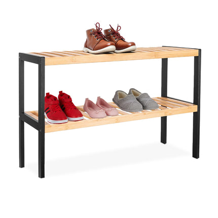 Bamboo Shoe Rack – Space-Saving, 3-Tier Shelves