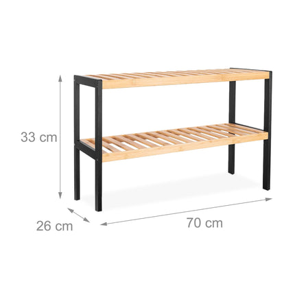 Bamboo Shoe Rack – Space-Saving, 3-Tier Shelves