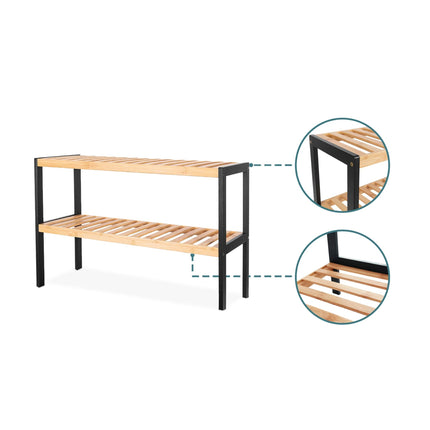 Bamboo Shoe Rack – Space-Saving, 3-Tier Shelves